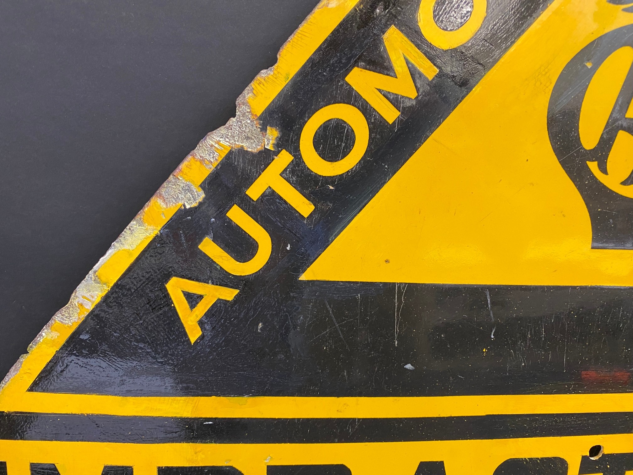 An AA 'Impracticable For Motors' Safety First enamel sign, with some restoration, 26 x 24". - Image 3 of 6