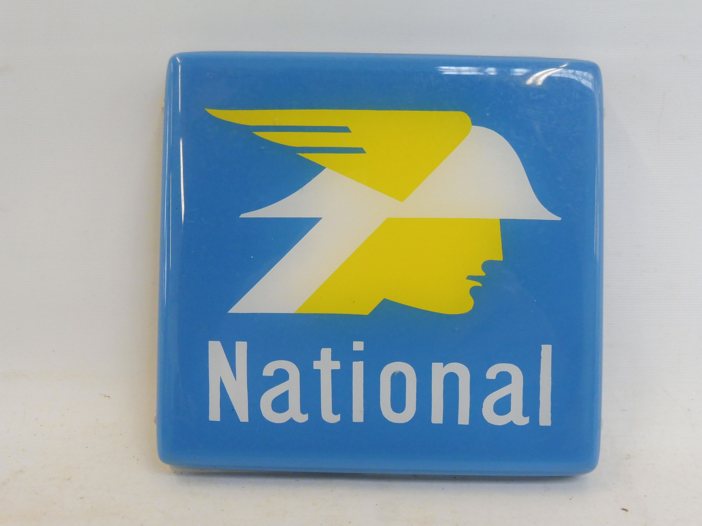 A National petrol pump plaque, 6 1/4 x 6".