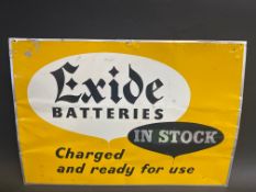 An Exide Batteries 'in stock' rectangular aluminium advertising sign, Wallplate No. 22, dated