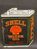 A Shell Motor Oil 'can shaped' double sided enamel sign in good original condition, 16 x 20".