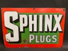 A Sphinx Plugs rectangular enamel sign by Wood & Penfold Ltd, 24 x 16".