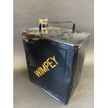 A Wimpey two gallon petrol can by Valor, dated IV, repainted, plain cap.