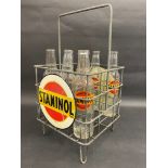 A rare Staminol garage forecourt nine division bottle crate, with two original circular