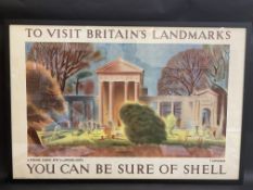 An original Shell advertising poster titled 'To Visit Britains's Landmarks' after an artwork by T.