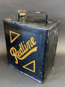 A Redline two gallon petrol can by Valor, dated August 1937, with a Redline brass cap.