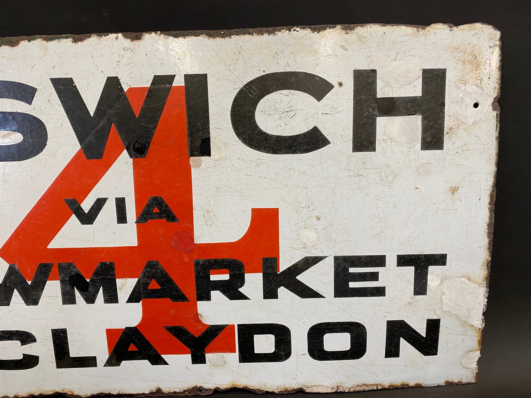 An unusual double sided enamel sign - Ipswich, Bury St. Edmunds via Stowmarket & Claydon, by Franco, - Image 3 of 6