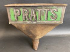 A Pratt's rectangular funnel still retaining bright green paint to one side.