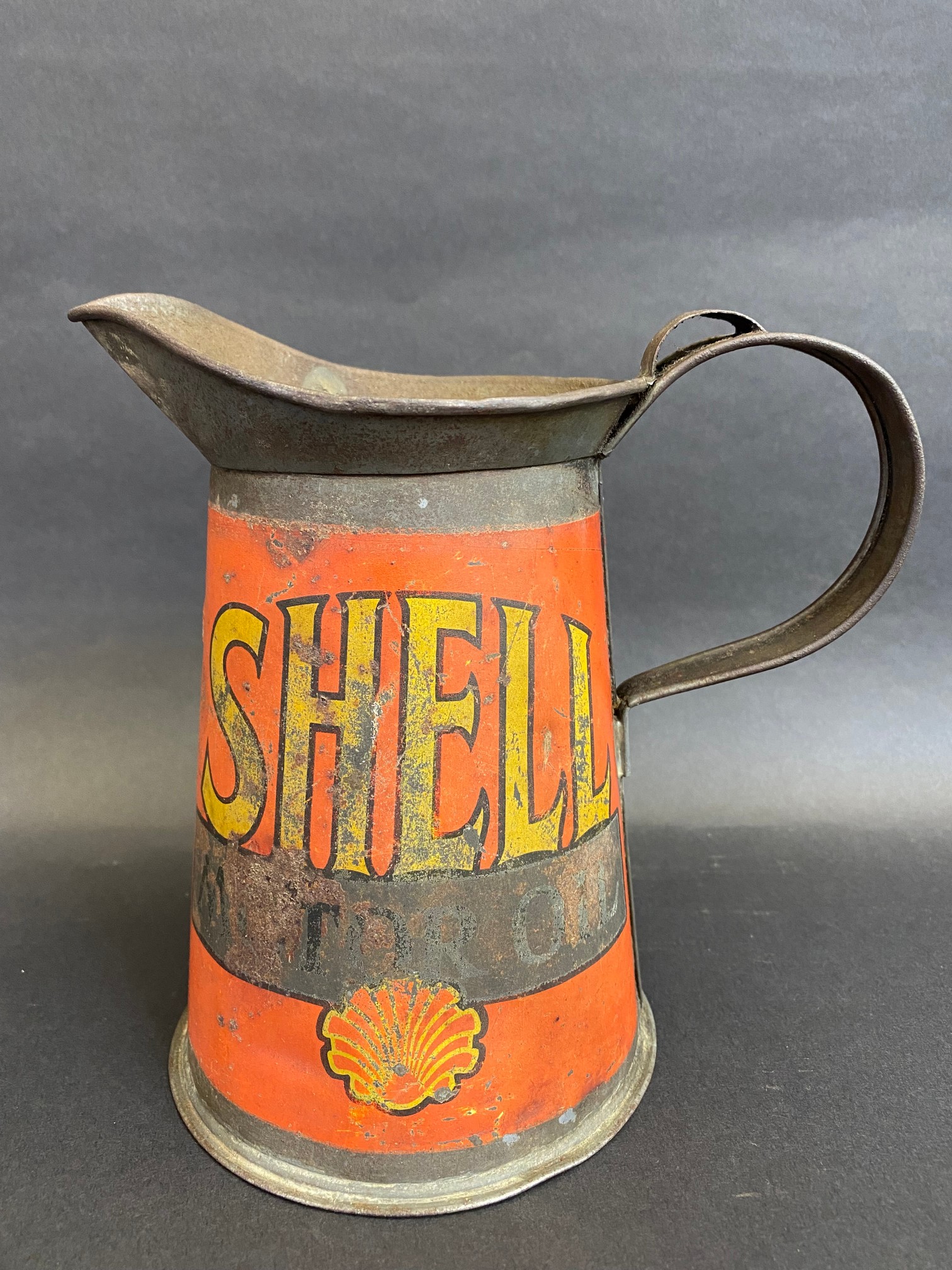An early Shell Motor Oil wide neck quart measure. - Image 3 of 5