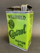 An early Wakefield Castrol Motor Oil quart oil can, early light green version in good condition,