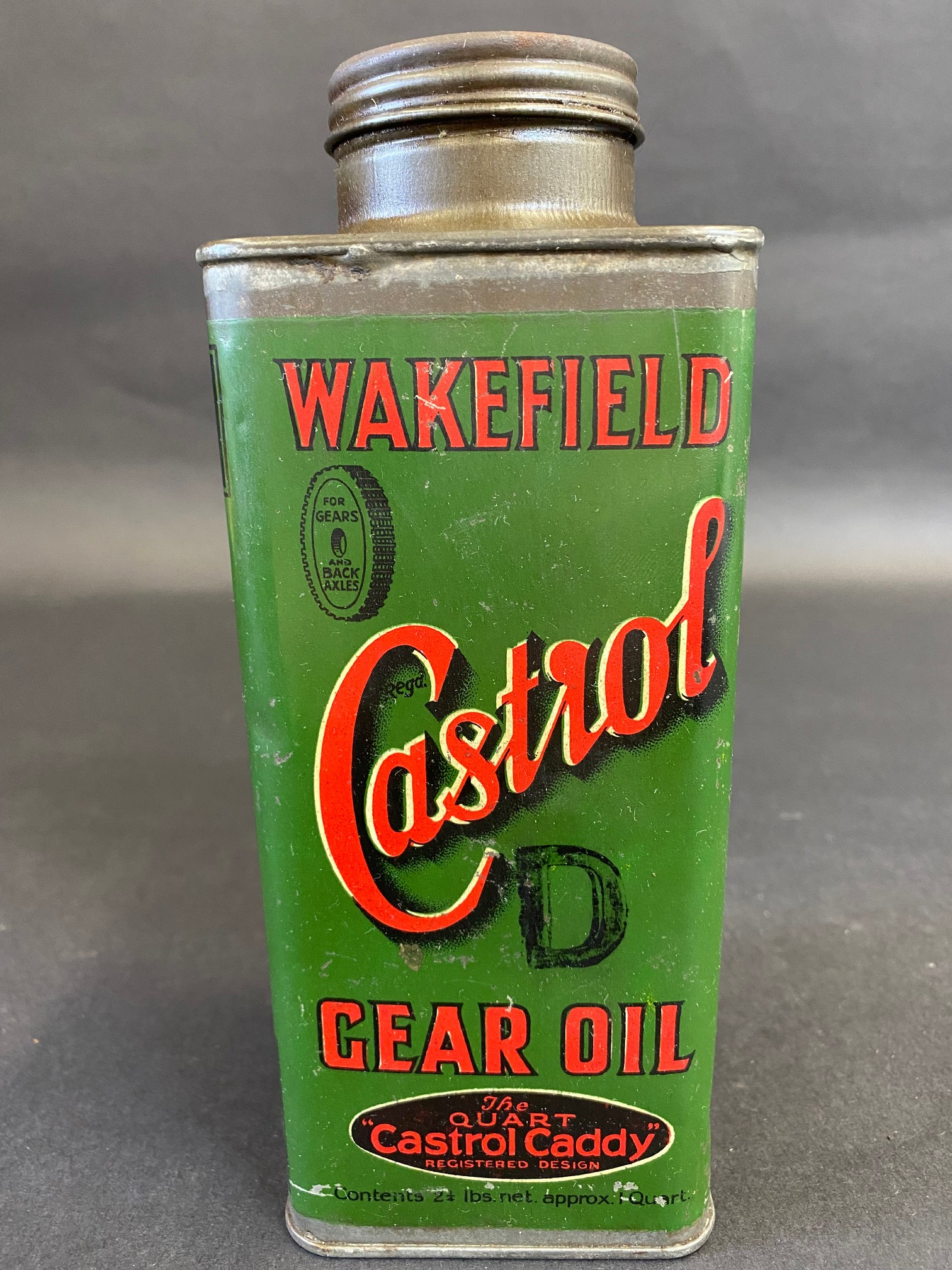 A Wakefield Castrol Gear Oil 'D' grade square caddy can, in very good condition.