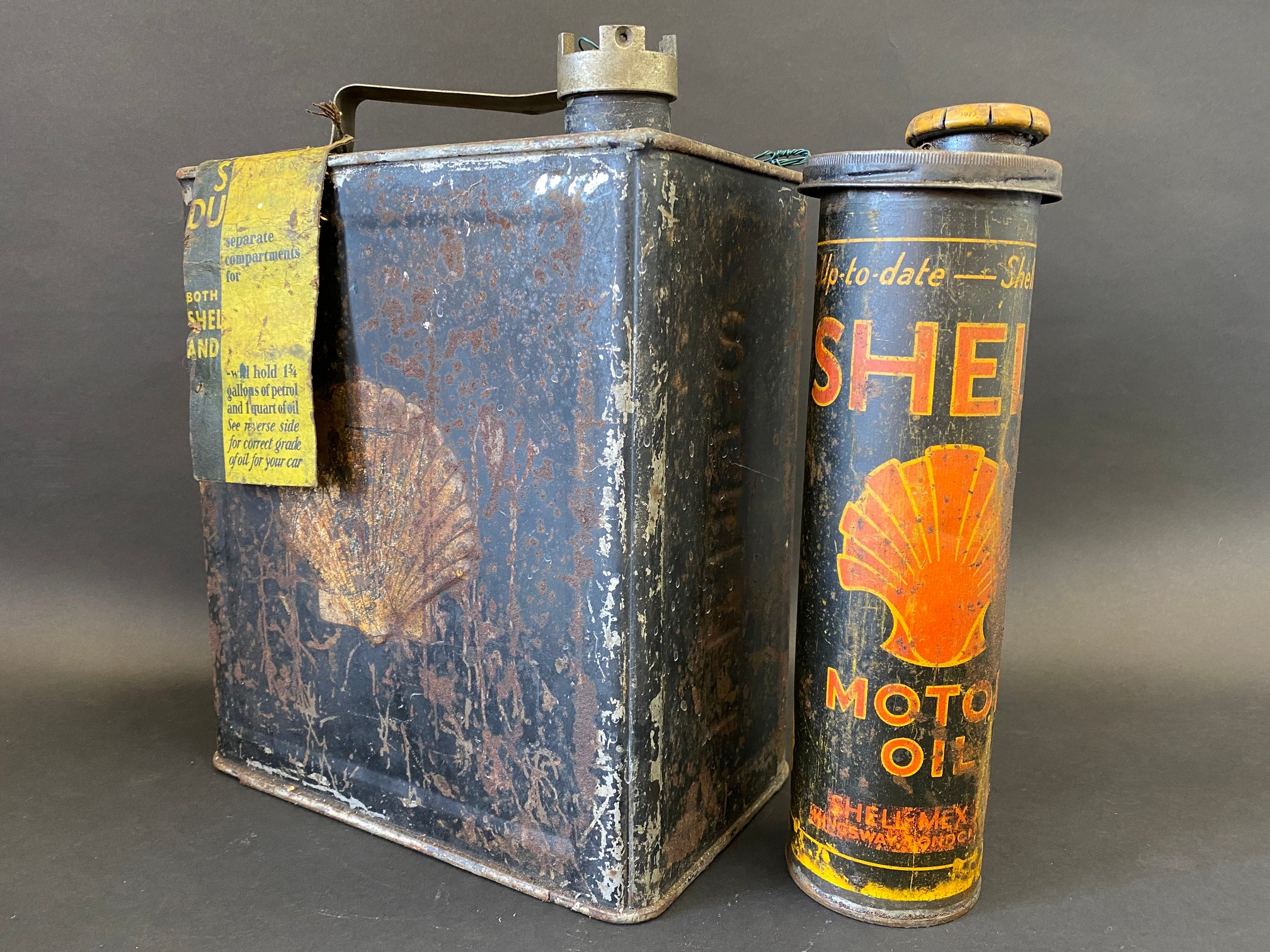 A Shell Duo can with oil canister insert and original cap, still retaining the original supply