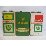 Two BP Energol gallon cans and one other.