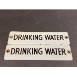 Two small enamel plaques for 'Drinking Water', each 6 x 1 1/2".