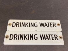 Two small enamel plaques for 'Drinking Water', each 6 x 1 1/2".