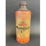 A 'Gargoyle Mobiloil 'C' grade cylindrical quart can.