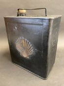 A Shell two gallon petrol can by Valor, dated 1936, with original paint and Shell cap.