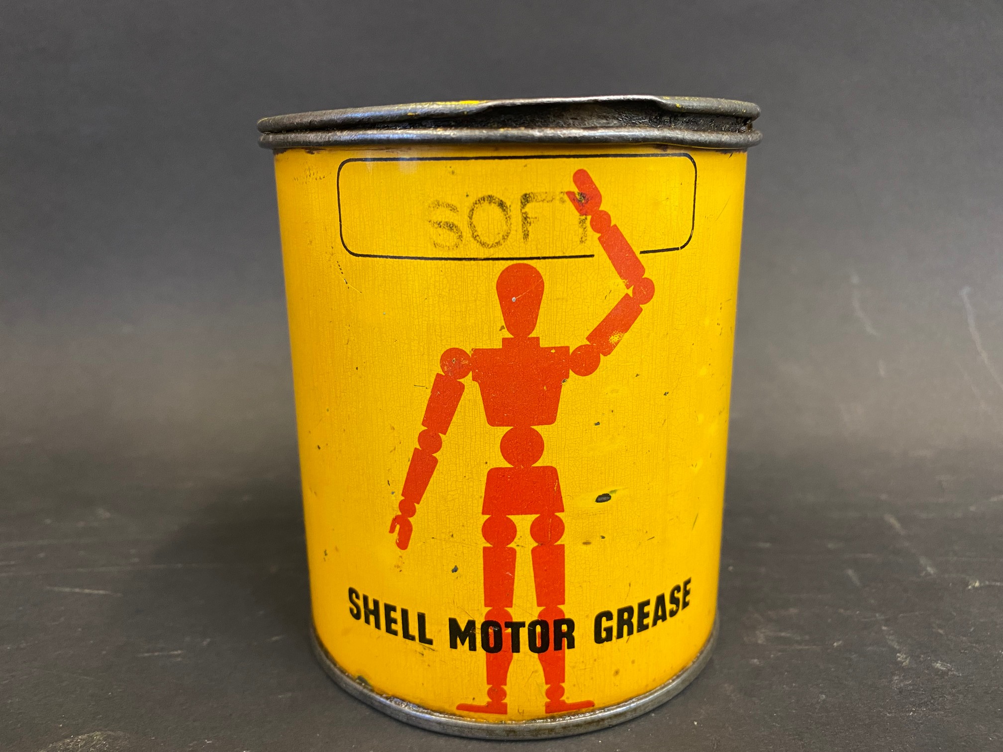 A Shell Motor Grease robot/stick man 1lb tin in good condition. - Image 2 of 6