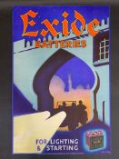A superb Exide batteries pictorial advertising poster, date 1934, titled 'Poster No. 6098', 13 x