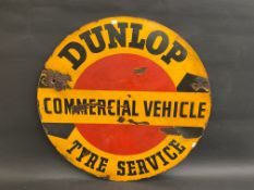 A rare Dunlop Commercial Vehicle Tyre Service circular double sided enamel sign, 25" diameter.