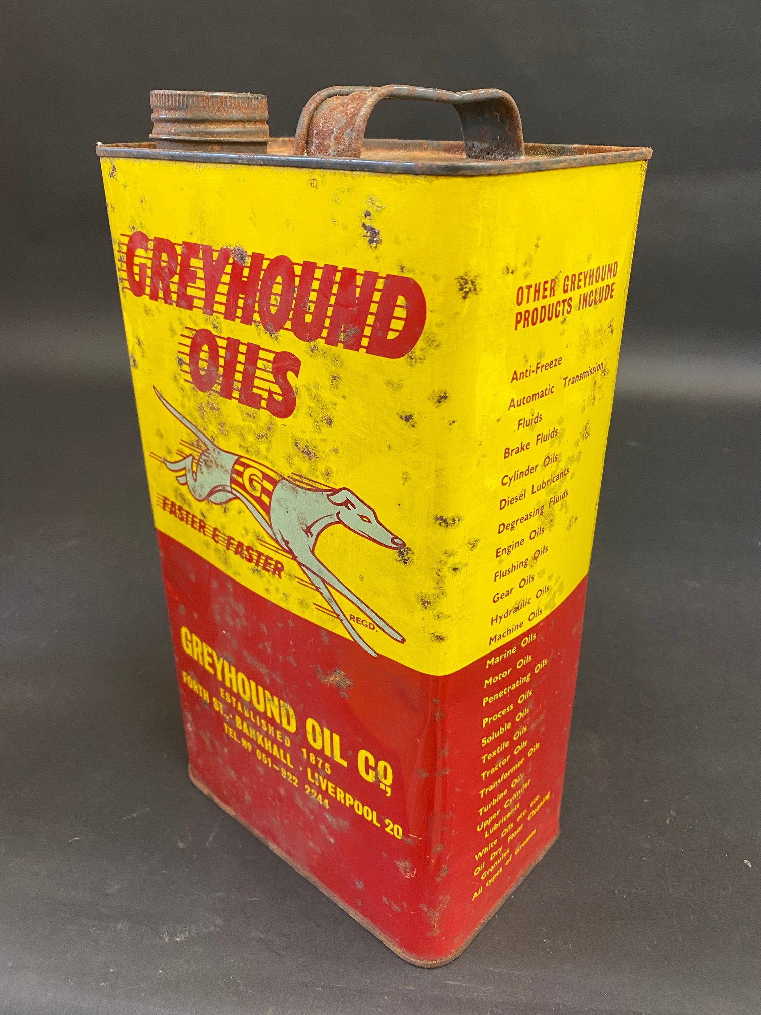 A Greyhound Oils gallon can. - Image 2 of 4