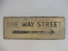 An aluminium road sign - One Way Street, 30 x 11".