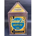 A Gamages Motor Oil five gallon pyramid can, unusual 'Gamacolite' grade.