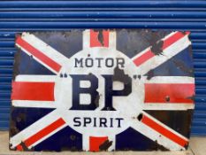 A BP Motor Spirit Union Jack rectangular enamel sign, 54 x 36".