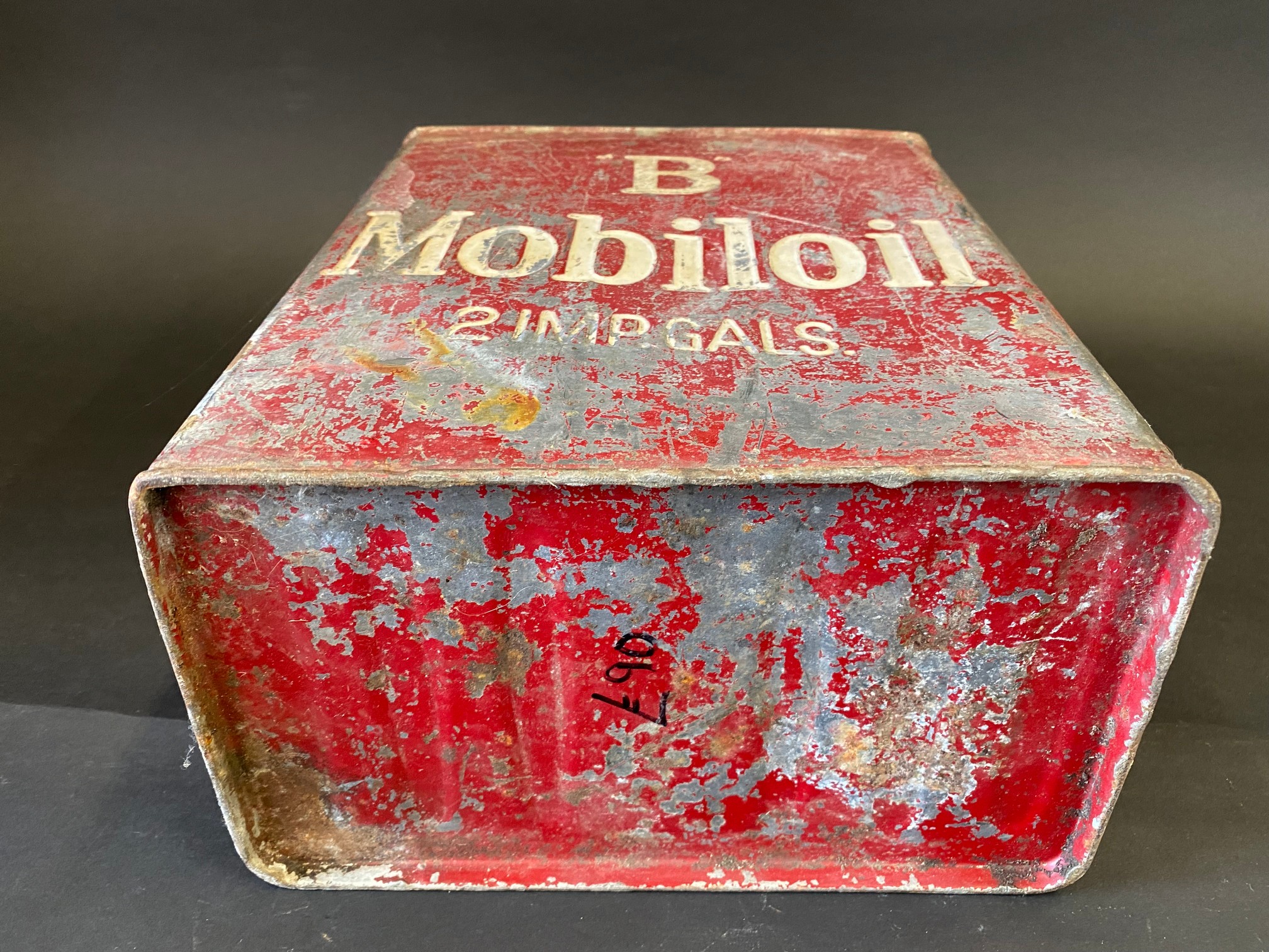 A Mobiloil 'B' grade two Imperial gallon petrol can in original paint. - Image 4 of 4