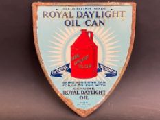 A Royal Daylight Oil Can pictorial shield-shaped tin advertising sign, 9 1/4 x 11 1/4".