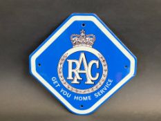 An RAC Get You Home Service lozenge shaped enamel sign, 10 1/2 x 10".