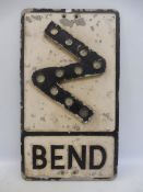 An aluminium road sign for Bend with glass reflective discs, 12 x 21".