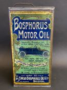 A very rare Bosphorus Motor Oil gallon can with an image of an Edwardian motor car to each side,