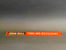 A John Bull Tyres and Accessories shelf strip, in good condition.