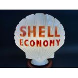 A Shell Economy glass petrol pump globe by Hailware, fully stamped underneath 'Property of Shell-Mex