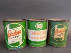 Three different version Castrolease grease tins.