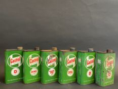 Six Castrol Gear and Motor Oil pint cans.