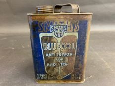 A Smith's Bluecol Anti-Freeze for Radiators triangular three pint can, No.2 size.