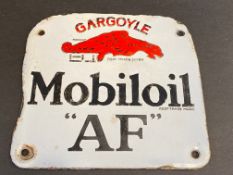 A small Gargoyle Mobiloil 'AF' grade enamel brand tag, with some professional restoration, 4 1/2 x 4