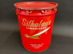 A Silkolene Lubricants 28lb grease tin with an image of Concorde to both sides.