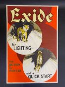 A superb Exide batteries pictorial advertising poster, date 1933, titled 'Poster No. 6073 Export