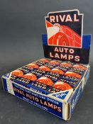 A counter top Rival Auto Lamps bulb dispensing box with a full set inside.