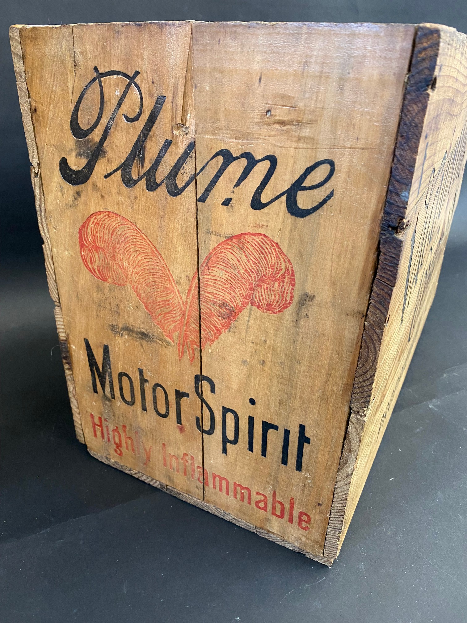 A Vacuum Oil Company 'Plume Motor Spirit' wooden packing crate. - Image 2 of 6