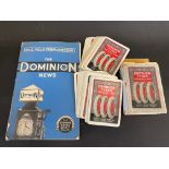 A copy of The Dominion News, no.2 Vol.6 February 1939 plus a pack of Dominion Tyres playing cards (