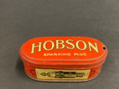 A rare Hobson Sparking Plug oval tin in very good condition, original contents.