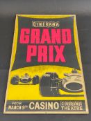 A rectangular pictorial cinema poster for the film 'Grand Prix' at the Cinerama theatre, 12 1/2 x 20