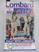 A 1982 Lombard RAC Rally poster, signed, 16 1/2 x 26 3/4".