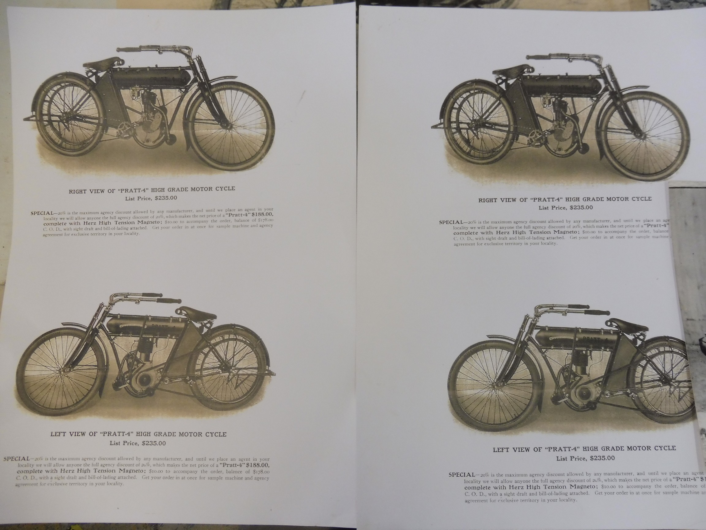 A small group of large scale photographs of early motorcycles, later produced examples. - Image 2 of 3