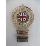 A large Royal Automobile Club Associate car badge, nickel plated brass with good enamel union jack