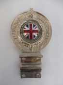 A large Royal Automobile Club Associate car badge, nickel plated brass with good enamel union jack