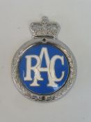 An RAC Associate type 2 chrome plated brass and enamel badge circa 1960-73.